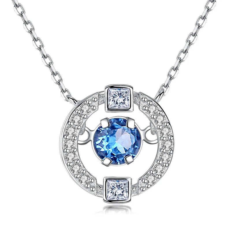 Bague Ringen, 4 цвета на выбор, ожерелье для влюбленных в сердце, для женщин, нежное серебро, 925, ювелирное изделие, подарок на день Святого Валентина, День рождения - Цвет камня: silver blue