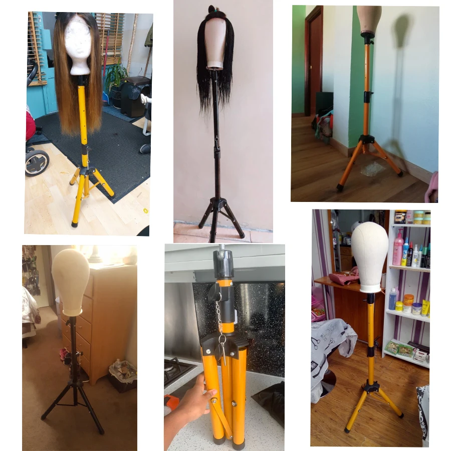 Alileader Cheap Black Gold Wig Stand Wig Tripod With 21-25
