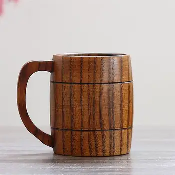 

5PCS Classical Handmade Wooden Coffee Beer Mug High Quality Natural Wood Coffee Mug Wine Tea Milk Beer Cup Drinking Mugs 350ml