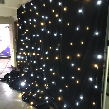 

10 FT*20 FT Black led star curtain starlit fabric for stage backdrop wedding event party decor