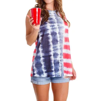 

Womens Sleeveless Vest Patriotic Stripes Tie Dyed American Flag Print Tank Top Feminina Hipster Tumblr Harajuku Brand Blouse
