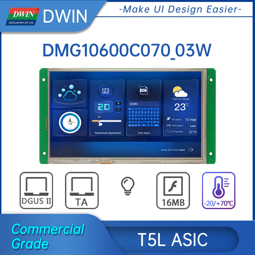 ЖК-модуль DWIN T5L ASIC 7-дюймовый 1024*600 IPS без емкости резистивный сенсорный экран |