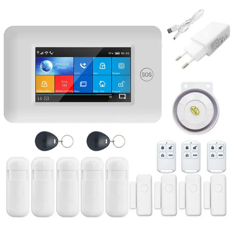 1Set Wireless Home Sicherheit WIFI GSM GPRS Alarm System APP Fernbedienung RFID Karte Arm Entwaffnen Kit mit Bunten bildschirm 1Set Wireless Home Sicherheit WIFI GSM GPRS Alarm System APP Fernbedienung RFID Karte Arm Entwaffnen Kit mit Bunten bildschirm
