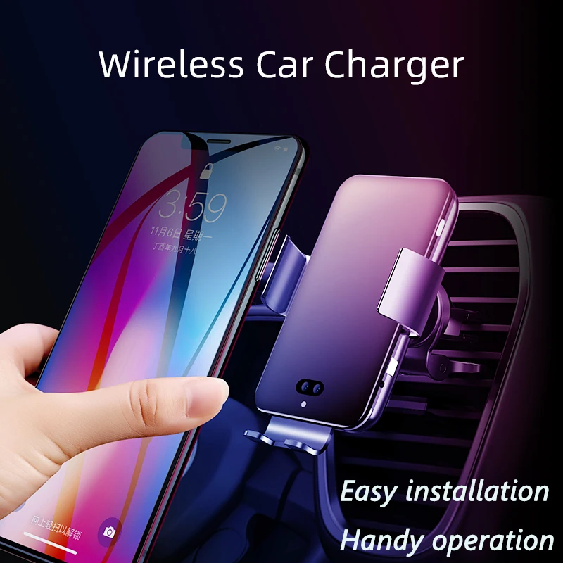 

iHaitun Qi Wireless Car Charger For iPhone XS MAX Samsung S10 Intelligent Infrared Air Vent Mount Mobile Phone Holder Stand 10W