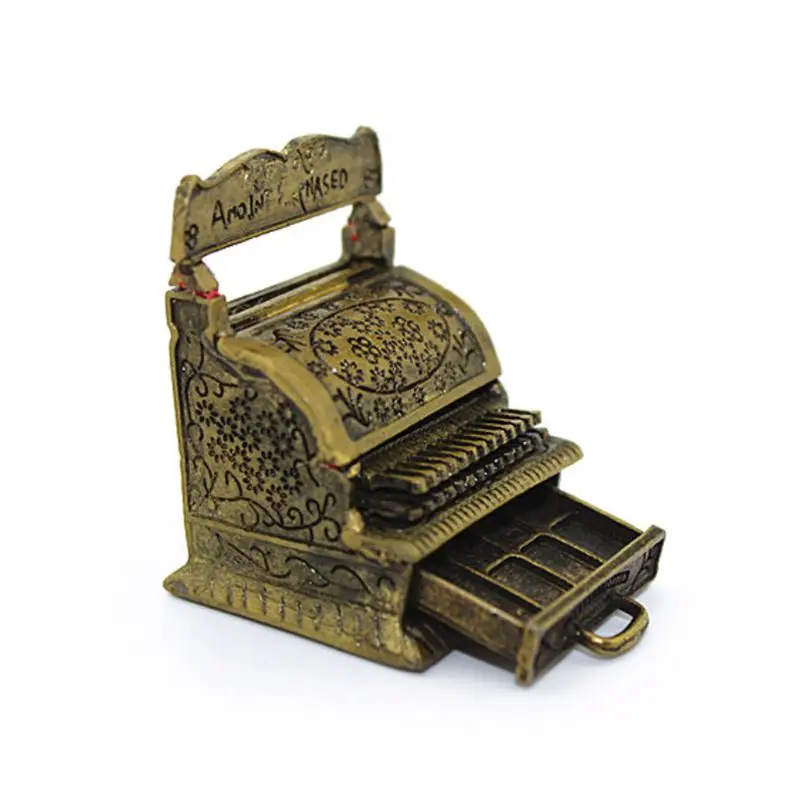 1:12 Scale Vintage Metal Cash Register Model Miniature DIY Dollhouse Home Decor Simulation Furniture Toy | Игрушки и хобби