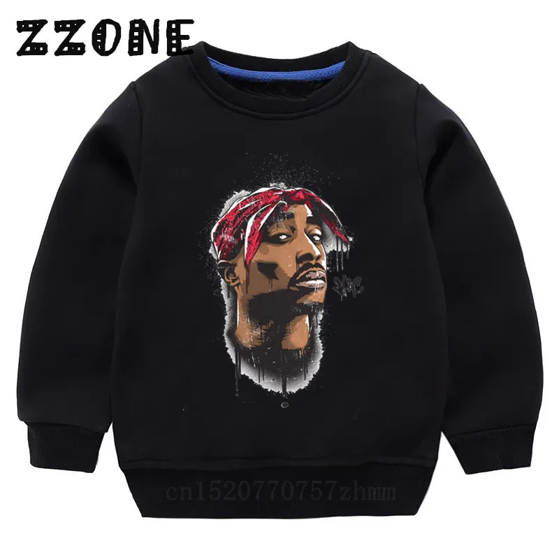 Детские толстовки с капюшоном свитшоты в стиле хип хоп рисунком Тупак 2pac