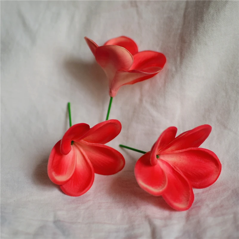 20 hot pink Plumeria Cake Toppers Real Touch Flower Blooms Wedding Decorations Bouquets Centerpieces artificial flowers | Дом и сад