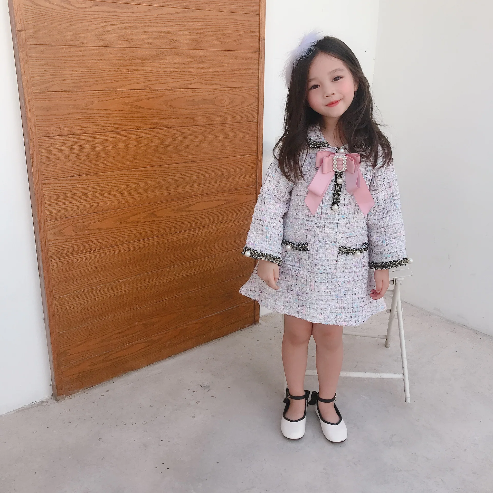 

Girls Dresses for Party and Wedding Princess Dress Girls Kids Dresses for Girls White Long Sleeve Clothes Children Wool Clothes