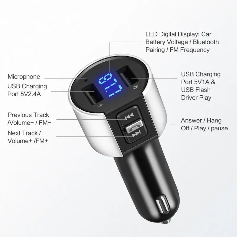 1 шт. автомобильный Bluetooth fm-передатчик QC3.0 беспроводной Bluetooth fm-радио адаптер музыкальный плеер fm-передатчик