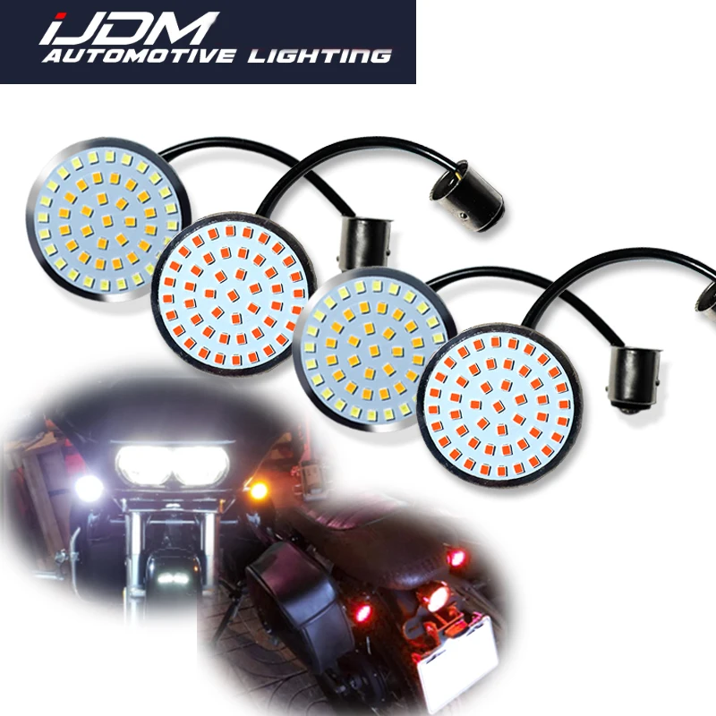 IJDM-intermitente LED para motocicleta, luces traseras rojas DRL para Harley Davidson Touring Electra Glide Road King, 1157