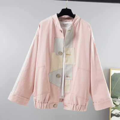 pink Осенняя мода лоскутное сафари стильная ветровка пальто для женщин Harajuku большой размер свободный лонгслив под змеиную кожу куртка женская верхняя одежда - Цвет: pink