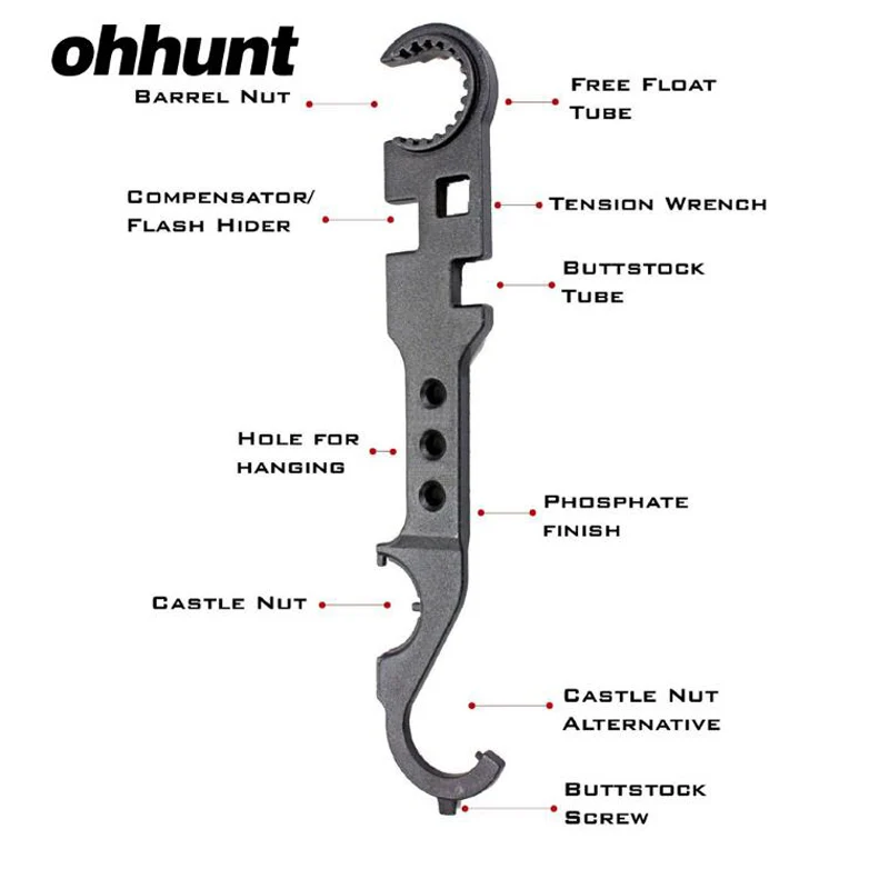 AR15 гаечный ключ Combo Armorer's гаечный ключ инструмент для ствольной накладки комбинированный ключ инструмент Flash Hider инструмент для ствольной
