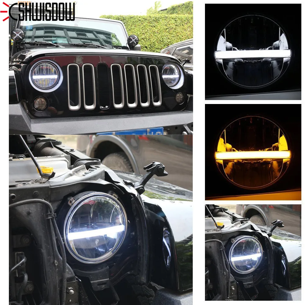 7-дюймовый светодиодный налобный фонарь для J eep wrangler JK LJ TJ CJ " проектор двигатель Замена фары для Land Rover Defender 90/110
