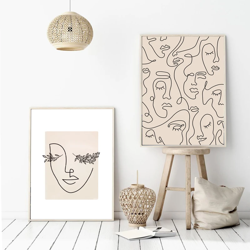 Abstract-Woman-Face-One-Line-Drawing-Prints-Leaf-Plants-Poster-Minimalist-Nordic-Poster-Canvas-Painting-Wall (3)