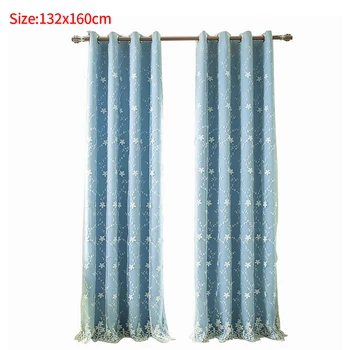 

2pcs Home Hotel Solid Window Double Layers Soft Kitchen Modern Bedroom Thick Embroidered Flower Blackout Curtains Elegant