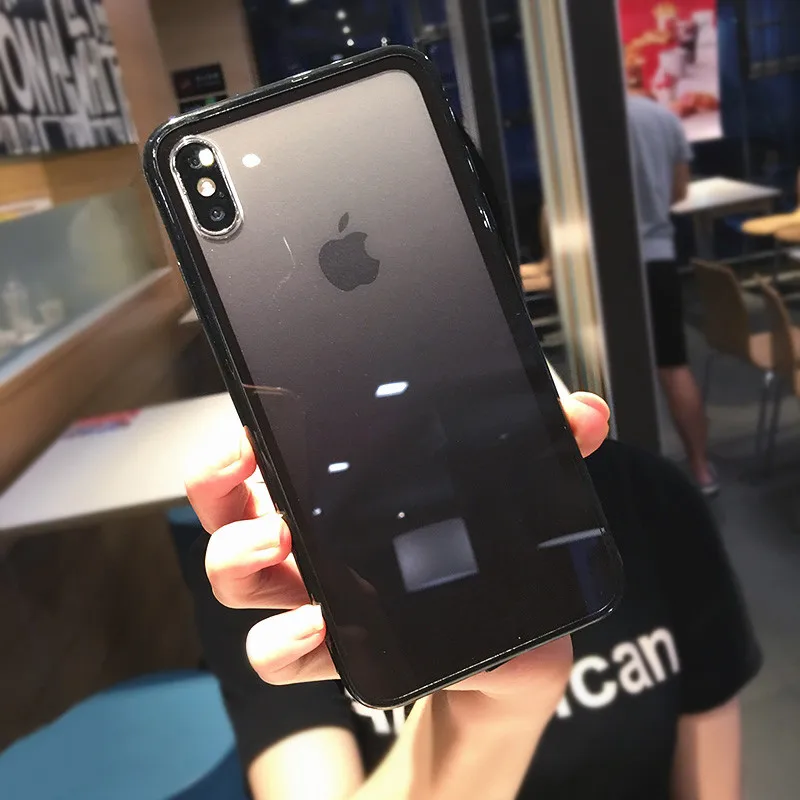 Lovebay прозрачный градиентный чехол для телефона для iPhone 11Pro XS Max XR X акриловый чехол для iPhone 11 7 8 6 6S Plus задняя крышка - Цвет: Черный