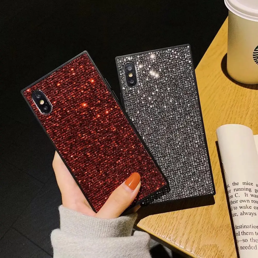 Роскошный модный дизайн квадратной коробки, блестящий чехол для iPhone 11 Pro Max XS Max XR X 8 7 Plus
