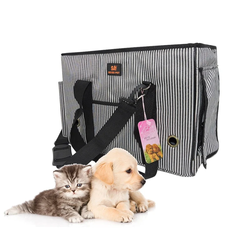 

Hot Selling Dog Handbag Striped Dog Carriers Breathable Puppy Bag Waterproof Carry Bag for Puppy Kitten Durable Cat Carrier