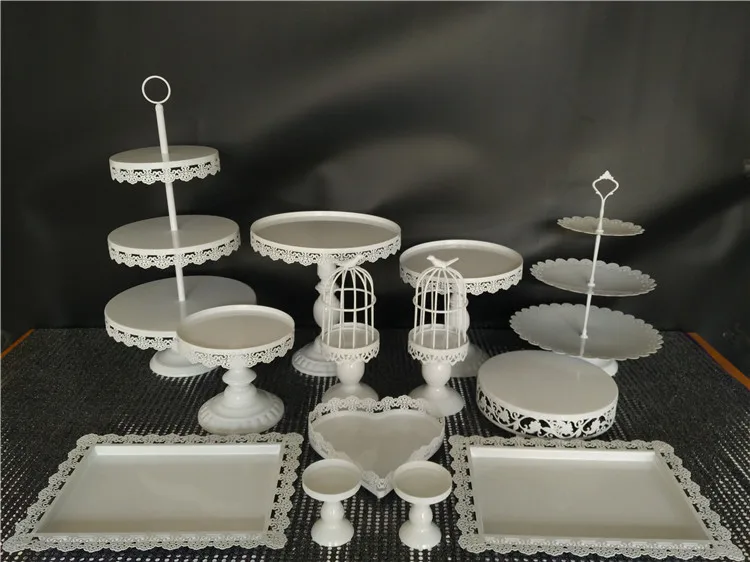 Белый поднос кованая железная подставка под пирожные Свадебные реквизиты настольные украшения кружевная тарелка для пирожных фруктов десерт торт инструменты посуда