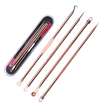 4 шт., розовое золото, экстрактор черных точек, инструмент для удаления акне, черное средство для удаления пятен, набор, средство для очищения пор, средство для удаления пятен