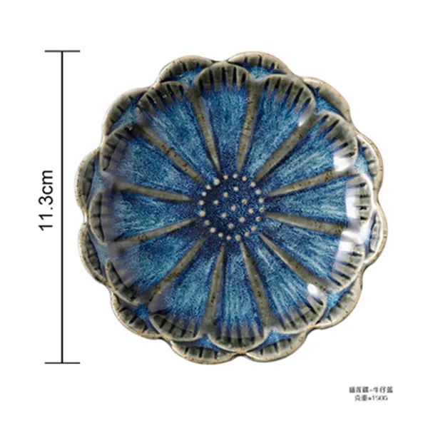Японская керамика пигменты приправа для блюд уксус, соевый соус кетчуп тарелки Творческий цветок Посуда кухня украшение дома 1 шт - Цвет: light blue