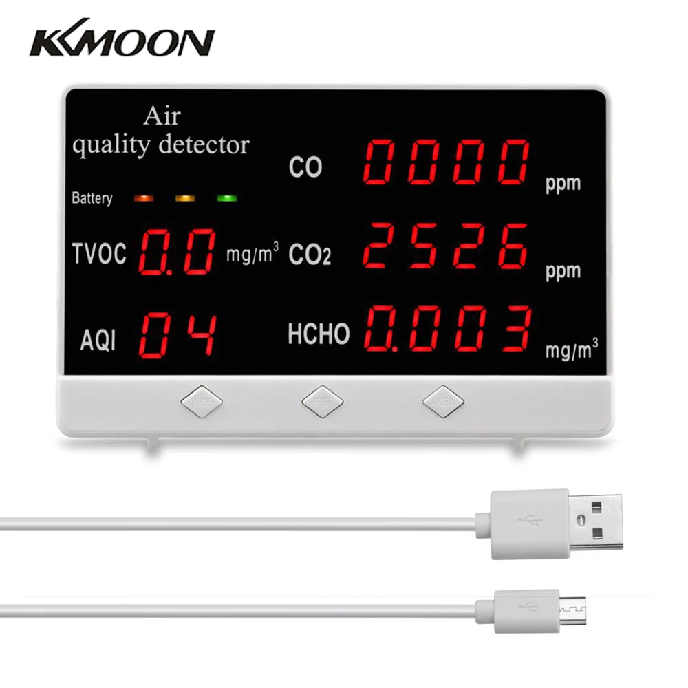 Многофункциональный цифровой детектор газа CO CO2 HCHO TVOC высокоточный анализатор