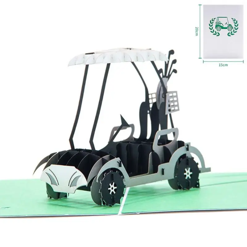  Golf Cart 3D Pop Up Greeting Card Handmade Birthday Wedding Invitation Craft Art - 4000258110786
