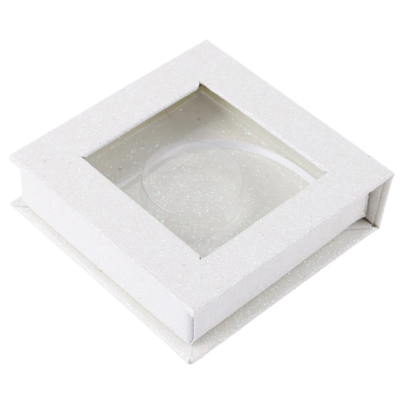 1PC Glitter Fake 3d Mink Eyelashes Boxes Faux Cils Lash Strip Case Empty Girls Gift Square False Eyelash Packaging Box - Цвет: WT
