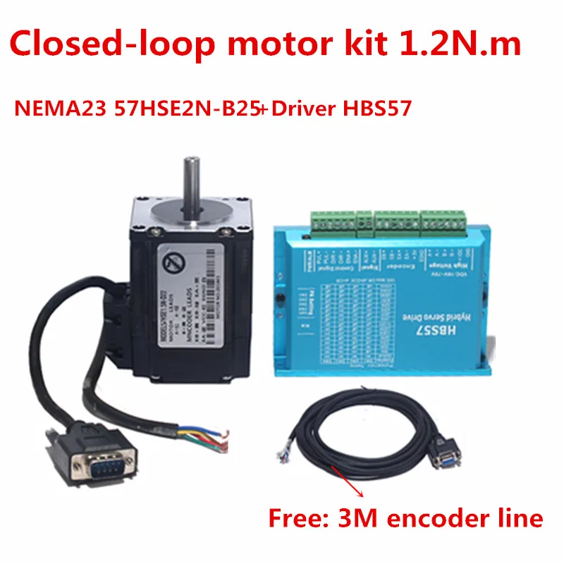 

Free shipping Nema 57 1.2N.m Closed Loop Stepper Motor Kit Servo Driver HBS57 + 57HSE1.5N-B25 57 2 Phase Stepper Motor