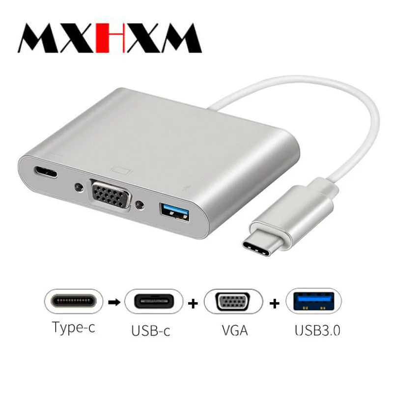 USB3.1 type-C к VGA конвертер USB-C type c к VGA кабель адаптера 3в1 адаптер