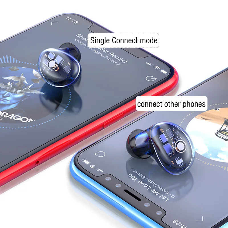 LYMOC X7 новейшие всплывающие Bluetooth гарнитуры для Android Phone 5,0 наушники HiFi Bass Touch наушники transparent IPX6 водонепроницаемые