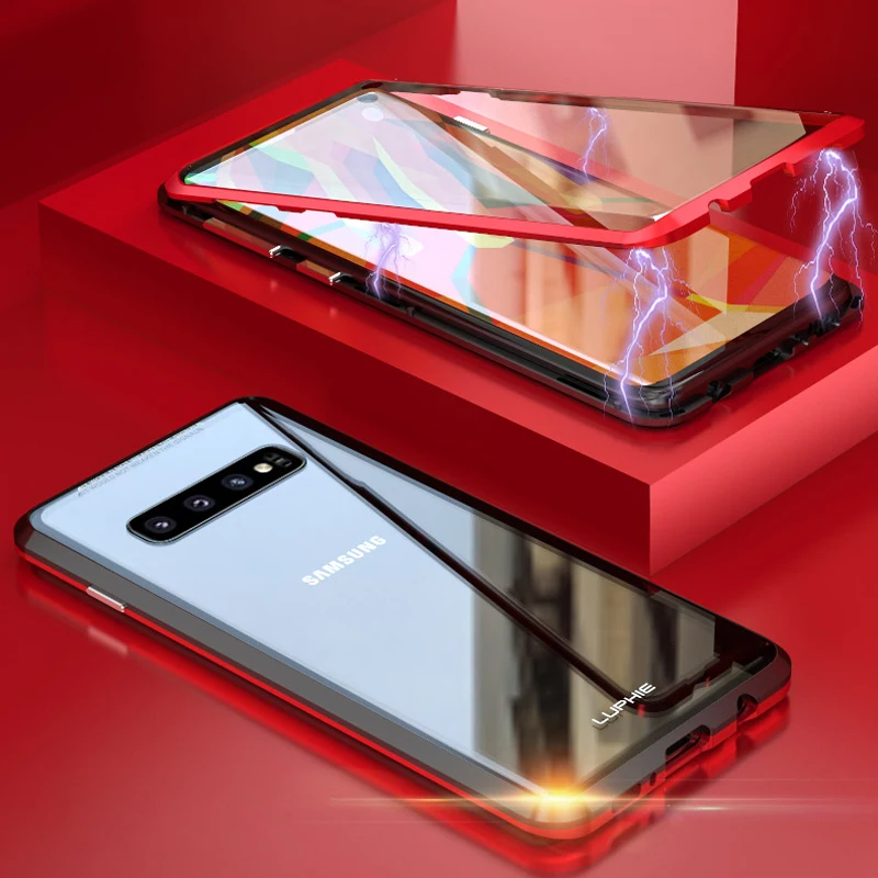 Полный защитный чехол для samsung Galaxy S10 Plus S9 Note 10 9 Plus Pro Магнитный чехол-бампер 360 из закаленного стекла
