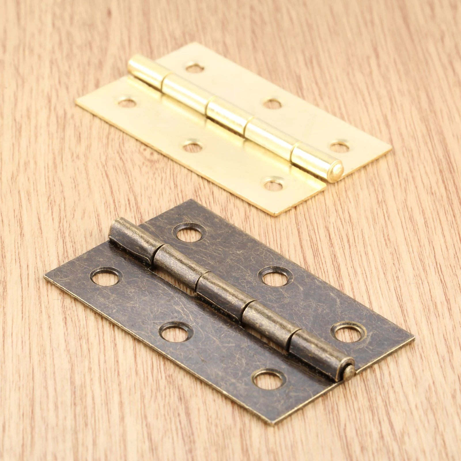 

2Pcs Antique Furniture Hinge Cabinet Drawer Door Butt Hinge Vintage Jewelry Wood Box Decorative Hinges 180 Degrees 60X37mm