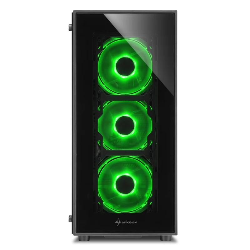 Корпус Sharkoon TG5 green ATX, mATX, Mini-ITX, Midi-Tower, 4x 120mm fan, led green, 2x USB 2.0, 2x USB 3.0, Audio, без БП