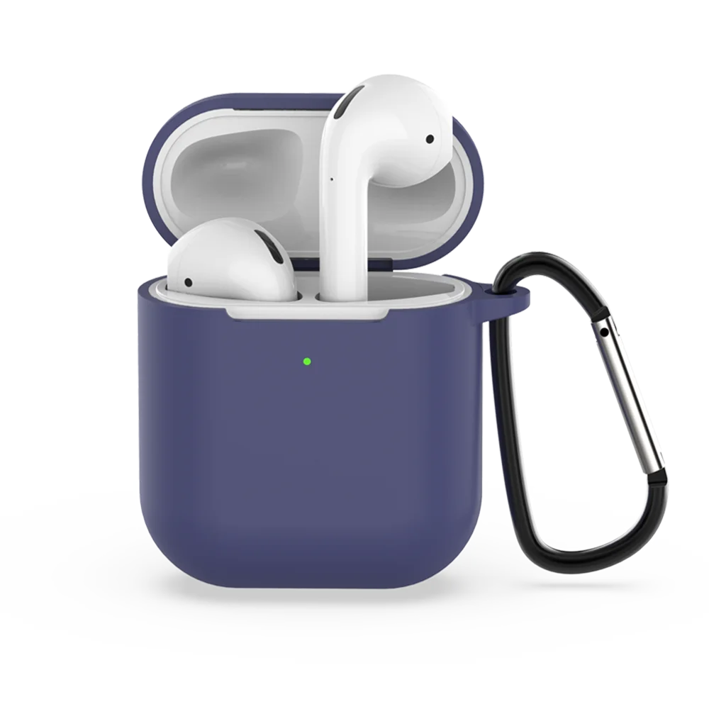 Caletop Мягкий силиконовый чехол для Airpods 2 наушники защитные чехлы ультра тонкие аксессуары для кожи с крючком Розничная упаковка - Цвет: Тёмно-синий