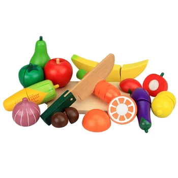 

Wooden Cut Fruit And Vegetable Toys Baby Play House Kitchenware Simulation Toy