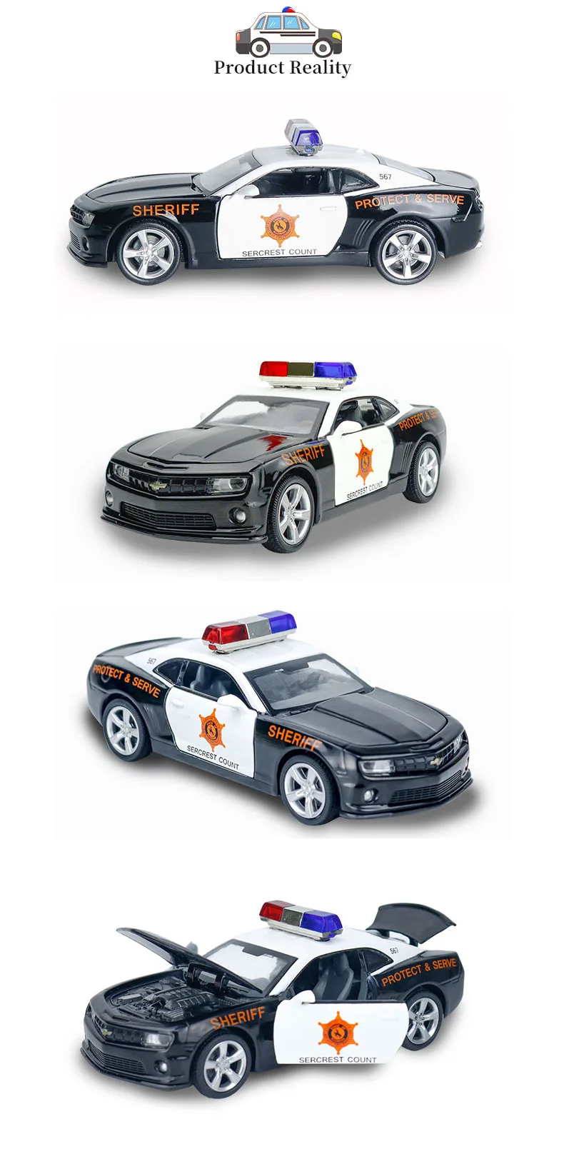 1:32 высокое моделирование Chevrolet Comalo полицейский автомобиль сплав звук и свет оттяните назад детская игрушка модель для детей Подарки
