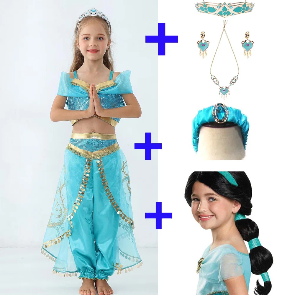 Костюм для косплея принцессы жасмин из фильма Аладдин 2019 девочек костюм