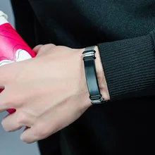 Регулируемые мужские браслеты из нержавеющей стали, модные черные браслеты с подвесками, серебряные цепочки на руку, подарки для мужчин, 2109