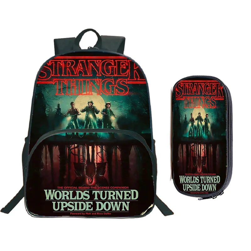 

Stranger Things School Rucksack Boys Girls Backpack Fashion Colourful Pattern Daily Backpack with School Pencil Case