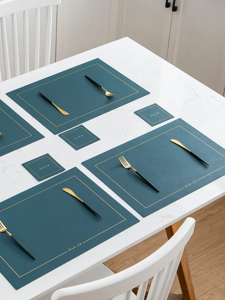 Nordic Leather Placemat Waterproof Rectangle Mat Heat Insulation