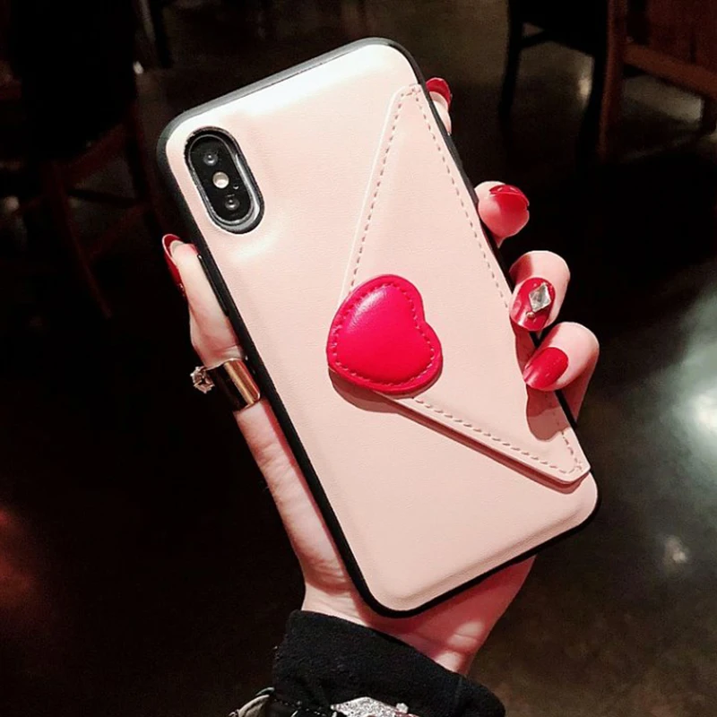 Love Pink No Strap Чехол-Кошелек с кошкой и когтями для iPhone XS MAX XR X 8 7 6S Plus samsung S10 S9 с отделением для карт+ ремешок - Цвет: Love Pink No Strap