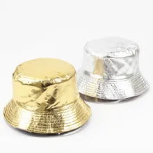 Модная женская Повседневная Рыбацкая шляпа, Мужская однотонная Золотая Серебряная кожаная кепка с покрывалом