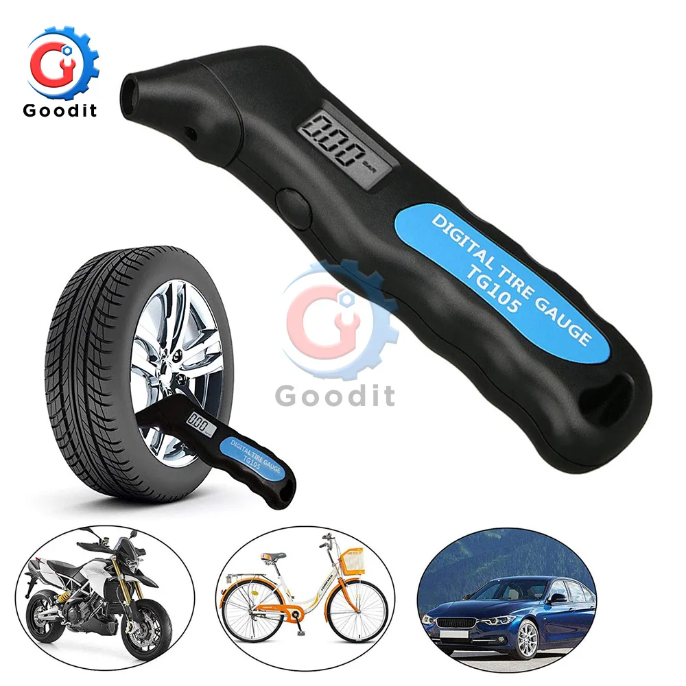 

TG105 LCD Display Digital Car Tire Tyre Air Pressure Gauge Meter Manometer Barometers Tester for Car Truck Motorcycle Bike Test