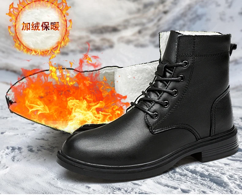 Autumn Winter Warm Genuine leather Ankle Men Boots snow Shoes fur plush classic Male Casual Boot Sneakers Footwear