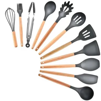 

1pcs Kitchen Gadgets Utensil Silicone Cooking Tools Household Wooden Koken Gereedschap Met Opbergdoos Turner Tang Spatel Turner