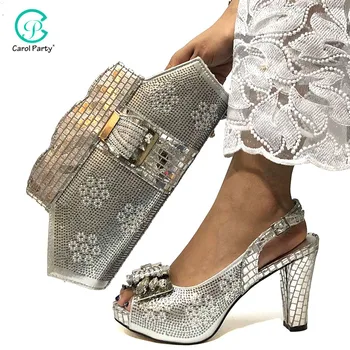 

Italian design Ladies Shoe and Bag To Match Set Decorated with Appliques Ladies shoe with Heel Nigerian Women Wedding Shoes Pump