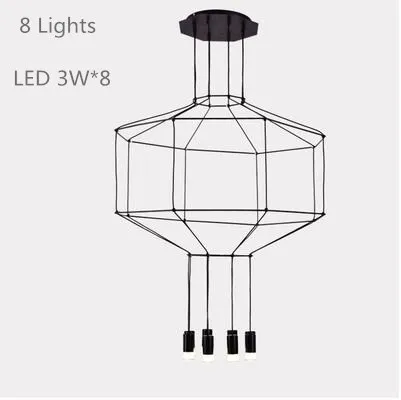 Modern Line Art Pendant Lights Led String Lamp DIY Geometric Hanging Lamp for Living Room Home Decor Lighting Fixture Luminaire - Цвет корпуса: 8 heads D85xH300cm