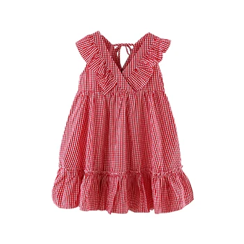 

Girls Dresses Summer V-neck Plaid Dresses For Girls Clothing Children A-line Princess Dress Kids Clothes 2 3 5 7 8 9 11 12 Years