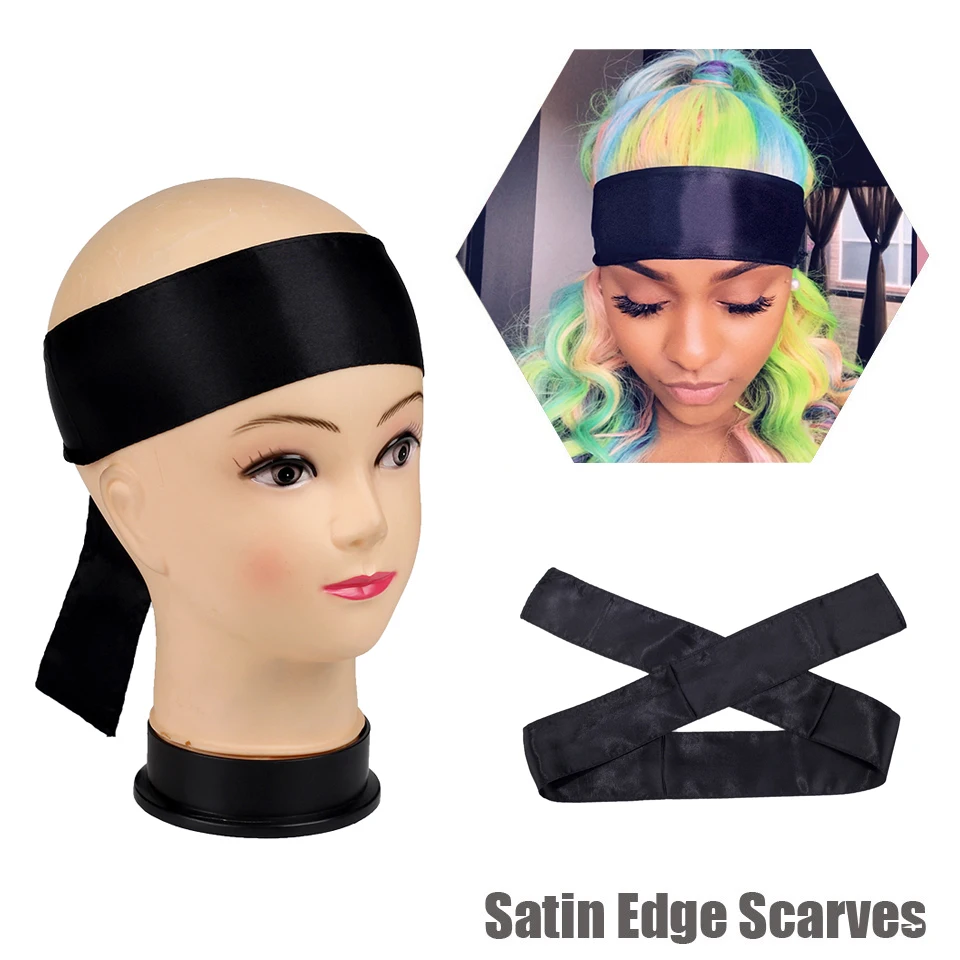 

Blank Stock Satin Scarf Virgin Hair Extensions Wrapping Head Bands Women Human Hair Forehead Wraps Headband